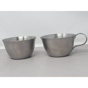 Vintage Metal Sugar & Creamer Set With Butterflies On‎ Handle